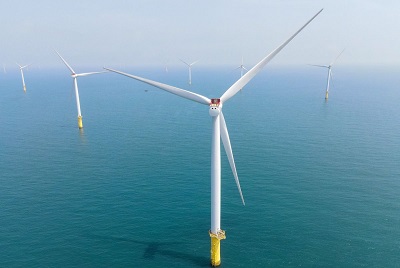 Aerogeneradores marinos en Miaoli, Taiwán. Crédito: AFP / Getty Images.